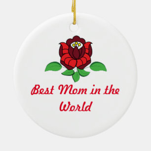 Hungarian folk art floral personalized ceramic ornament