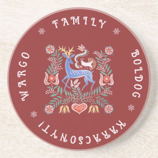 Hungarian Folk Art Merry Christmas   Coaster