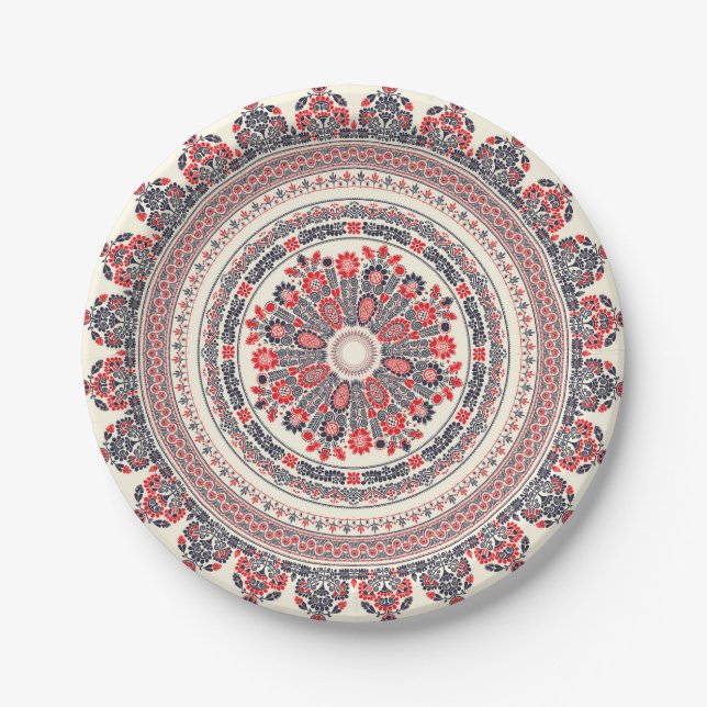 Hungarian folk art paper plates (Front)