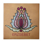 Hungarian Folk Art Tile<br><div class="desc">Vintage look Hungarian folk flower with a modern twist.</div>