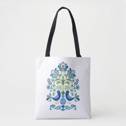 Hungarian Folk Design Birds Tote Bag