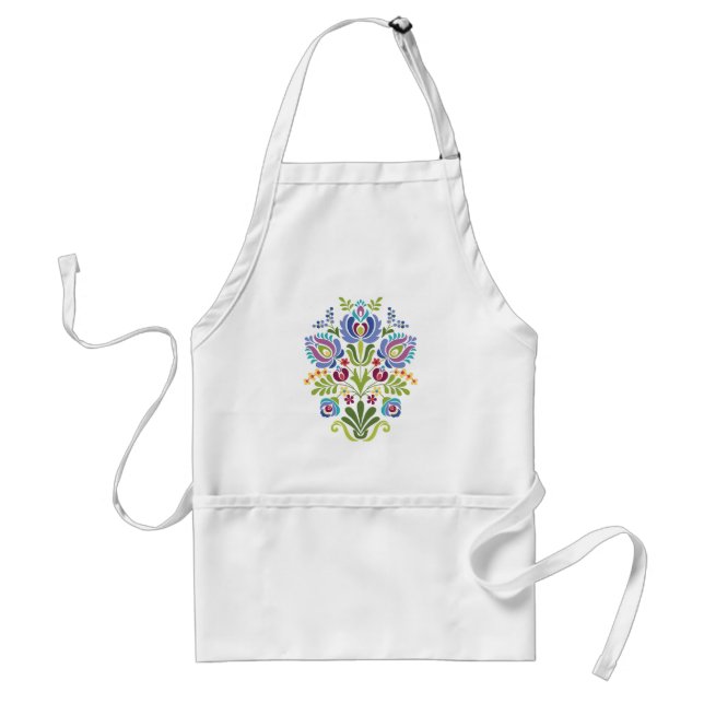 Hungarian Folk Design Lavender Floral Adult Apron (Front)