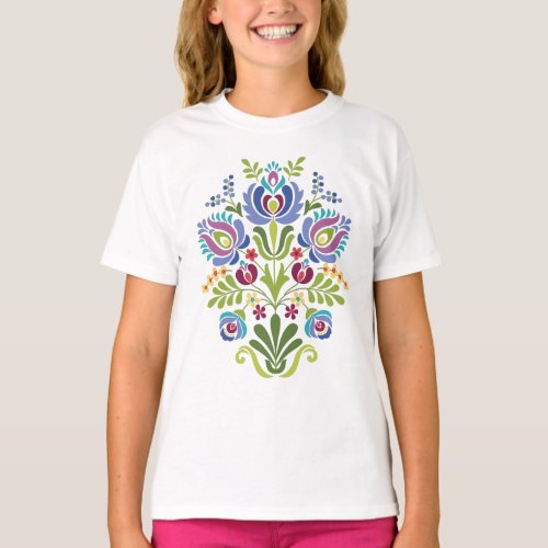 Hungarian Folk Design Lavender Floral T_Shirt