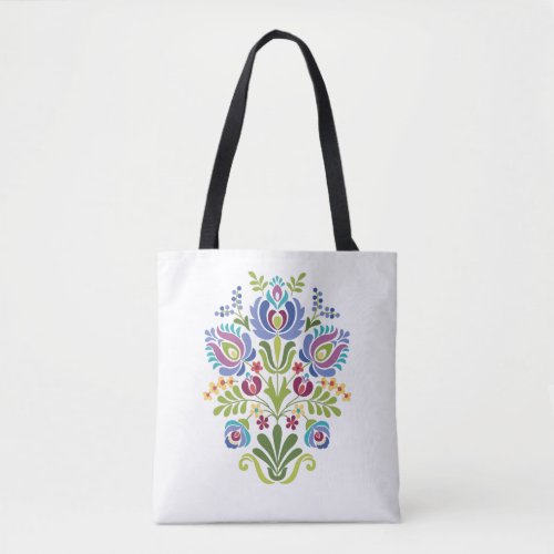 Hungarian Folk Design Lavender Floral Tote Bag