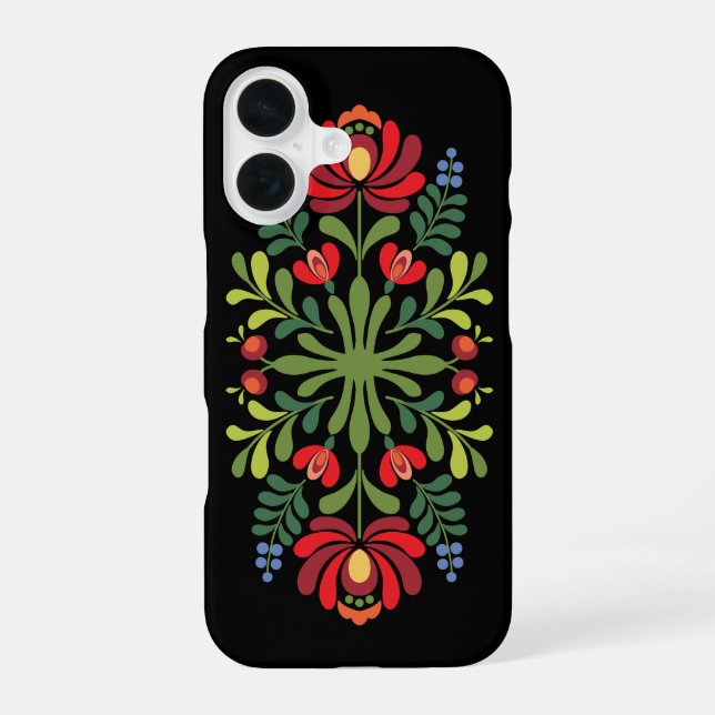 Hungarian Folk Design Red and Pink iPhone Case (Back)