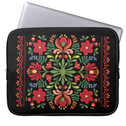 Hungarian Folk Design Red and Pink Laptop Sleeve