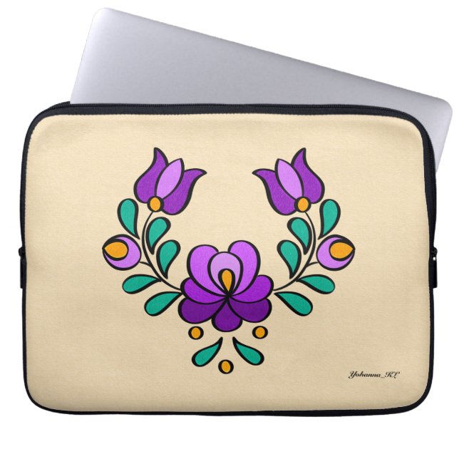 Hungarian Folk Embroidery Pattern, "Matyo" Laptop Sleeve (Front)