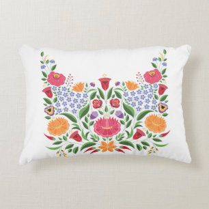 Hungarian folk pattern – Kalocsa embroidery flower Accent Pillow
