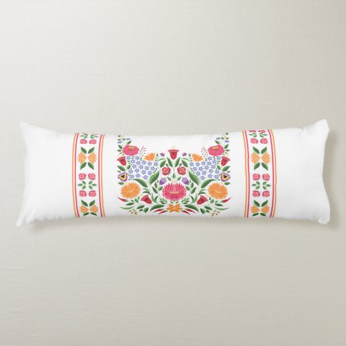 Hungarian folk pattern  Kalocsa embroidery flower Body Pillow