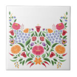 Hungarian folk pattern – Kalocsa embroidery flower Ceramic Tile<br><div class="desc">This pattern was inspired with the traditional embroidery of Eastern Europe. Kalocsa is town in Hungary,  where produced beautiful floral craft embroidery for women’s clothing,  cushions,  pillowcases,  tablecloths and other home textile.</div>