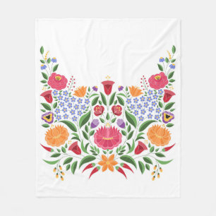 Hungarian folk pattern – Kalocsa embroidery flower Fleece Blanket