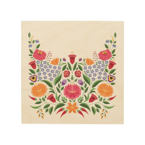Hungarian folk pattern  Kalocsa embroidery flower Wood Wall Art