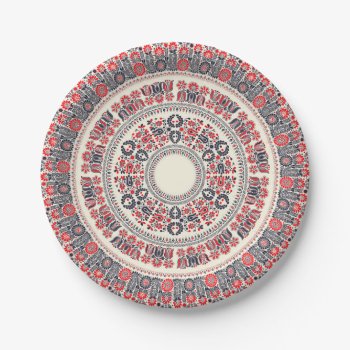 Hungarian Folk Pattern Paper Plates by RichardLaschon at Zazzle
