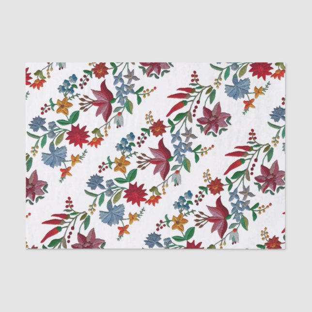 Hungarian Folkart Embroidery Print Tissue Paper (Front)