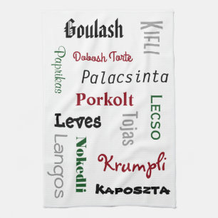 Hungarian Foods White Kitchen Towel