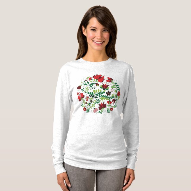 Hungarian Freehand Matyo Floral Folk T-Shirt (Front Full)