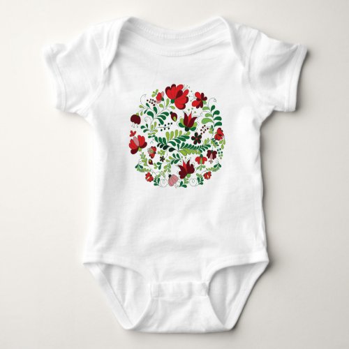 Hungarian Freehand Matyo Folk Art Baby Bodysuit