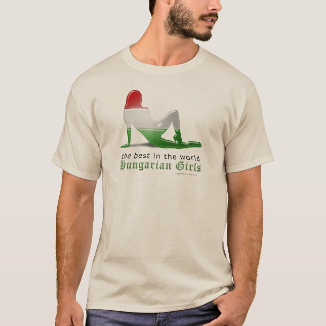 Hungarian Girl Silhouette Flag T-Shirt (Front)