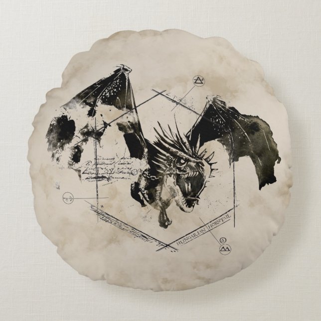 Hungarian Horntail Dragon Round Pillow (Front)