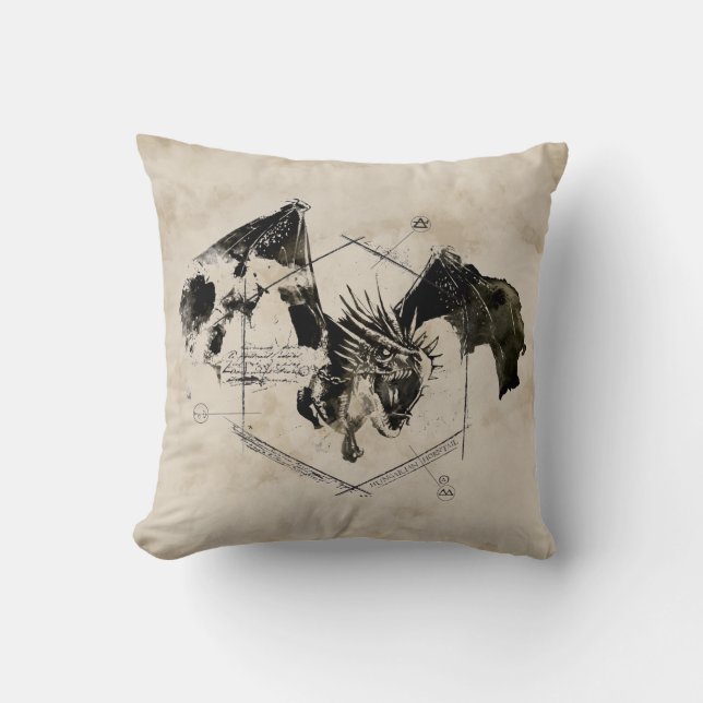 Hungarian Horntail Dragon Throw Pillow (Front)