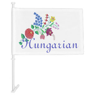 Hungarian Kalocsa Embroidery Folk Art Car Flag