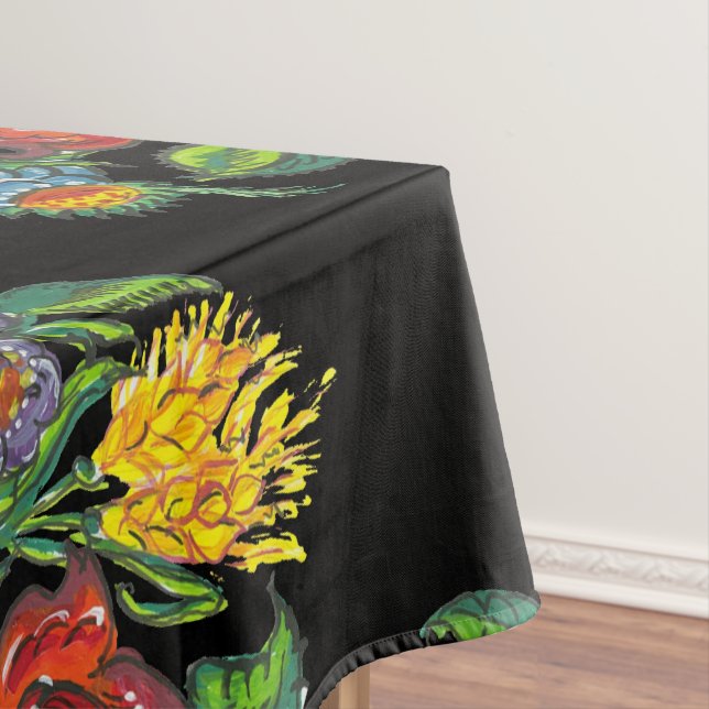 Hungarian - kalocsai floral pattern in black tablecloth (In Situ)