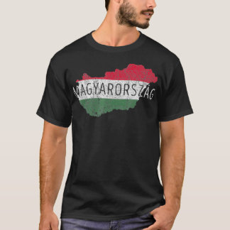 Hungarian Map and Flag Souvenir Distressed T-Shirt