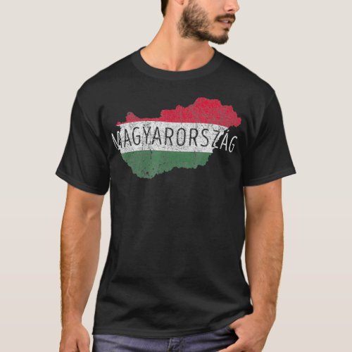 Hungarian Map and Flag Souvenir  Distressed T_Shirt