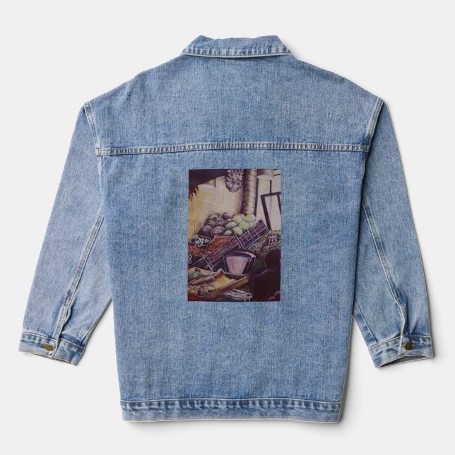 Hungarian Market Place, Budapest Denim Jacket (Back)