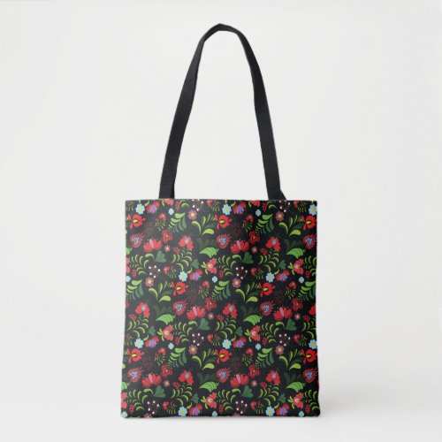 Hungarian Matyo Embroidery Pattern Tote Bag