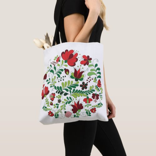 Hungarian Matyo Floral Art Tote Bag