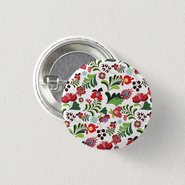 Hungarian Matyo Floral design Button (Front & Back)