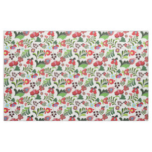 Hungarian Matyo Floral Pattern Fabric
