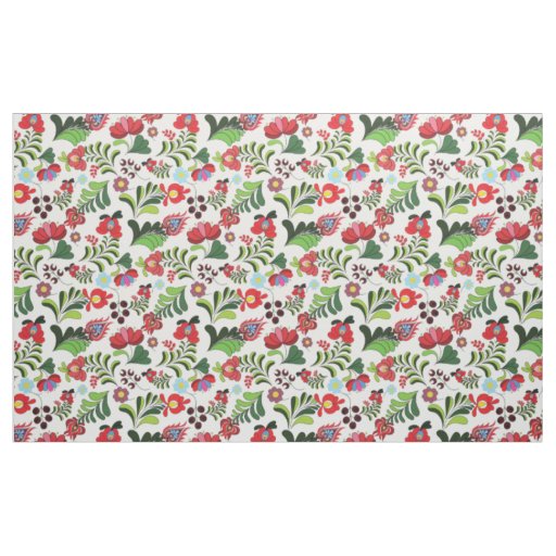 Hungarian Matyo Floral Pattern Fabric