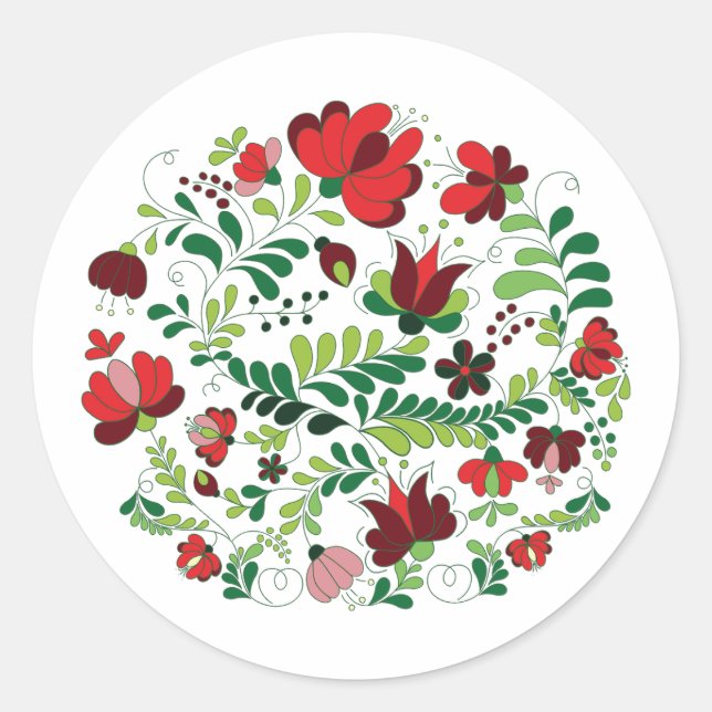 Hungarian Matyo Folk Art Classic Round Sticker (Front)