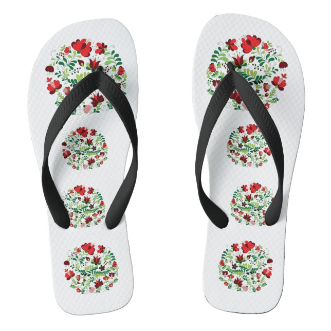 Hungarian matyo traditional folk art  flip flops (Footbed)
