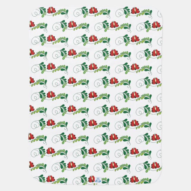 Hungarian Matyo Traditional Folk Art Name Baby  Baby Blanket (Back)