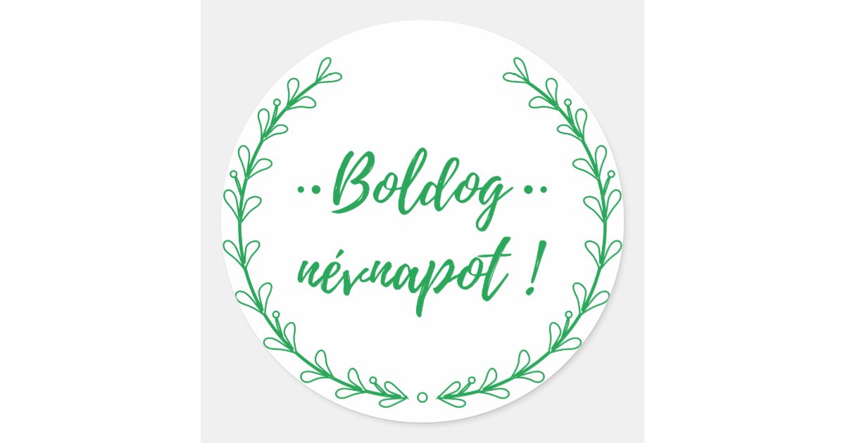 hungarian-name-day-wishes-typography-classic-round-sticker-zazzle