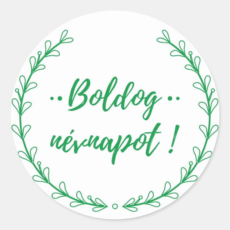 Hungarian name day wishes typography classic round sticker zazzle