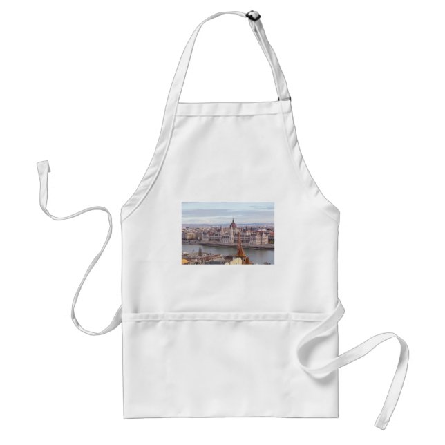 Hungarian Parliament Budapest by day Adult Apron (Front)