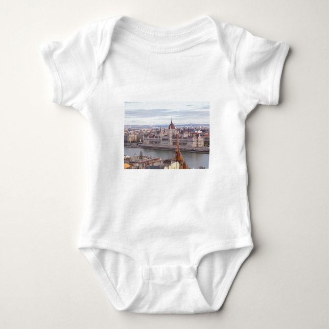 Hungarian Parliament Budapest by day Baby Bodysuit (Front)