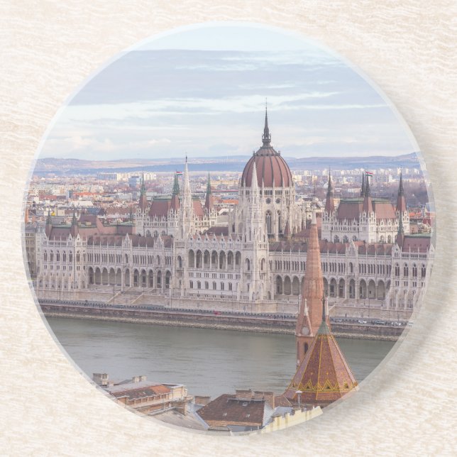 Hungarian Parliament Budapest by day Drink Coaster (Front)