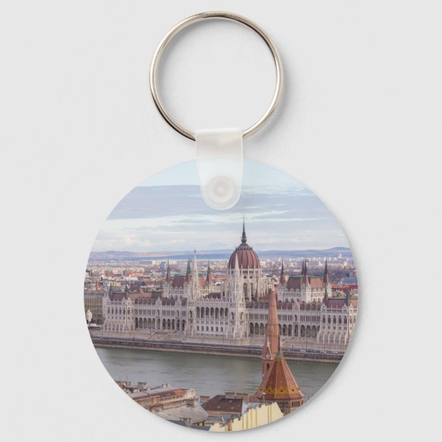 Hungarian Parliament Budapest by day Keychain (Front)