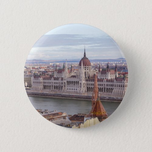 Hungarian Parliament Budapest by day Pinback Button