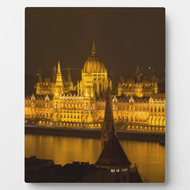 Hungarian Parliament Budapest by night Plaque (Front)