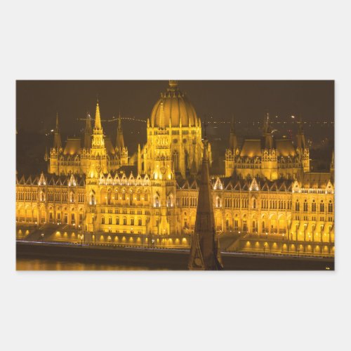 Hungarian Parliament Budapest by night Rectangular Sticker