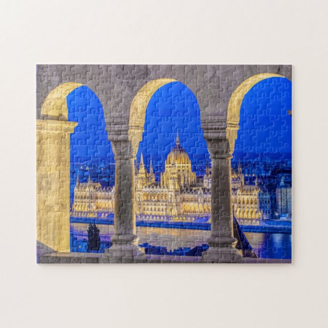 Hungarian Parliament Building at Dusk Jigsaw Puzzle (Horizontal)