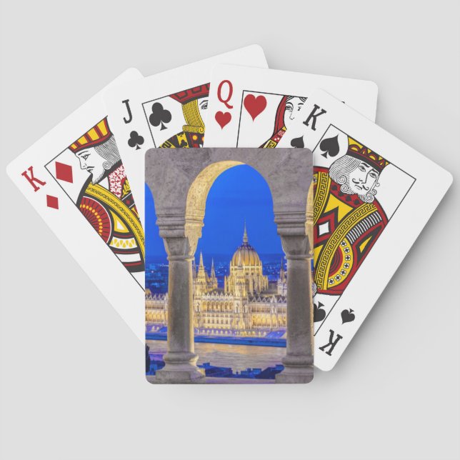 Hungarian Parliament Building at Dusk Poker Cards (Back)