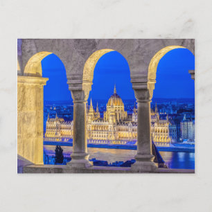 Hungarian Parliament Building at Dusk Postcard