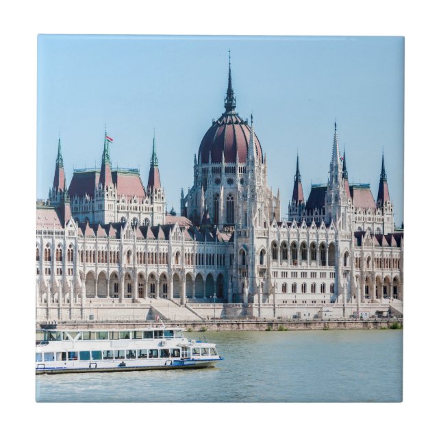 Hungarian Parliament Building in Budapest city Ceramic Tile (Front)